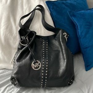 Michael Kors black leather studded bag